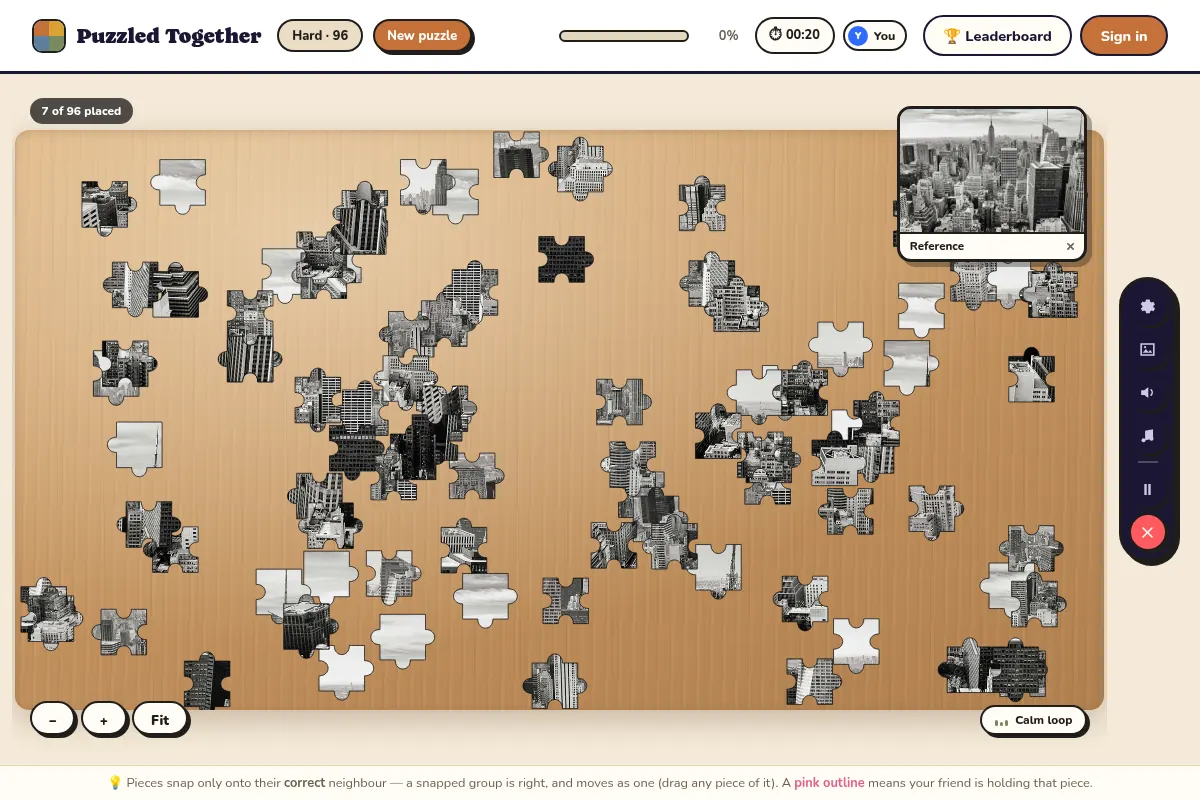 A colorful jigsaw puzzle on the Puzzled Together board